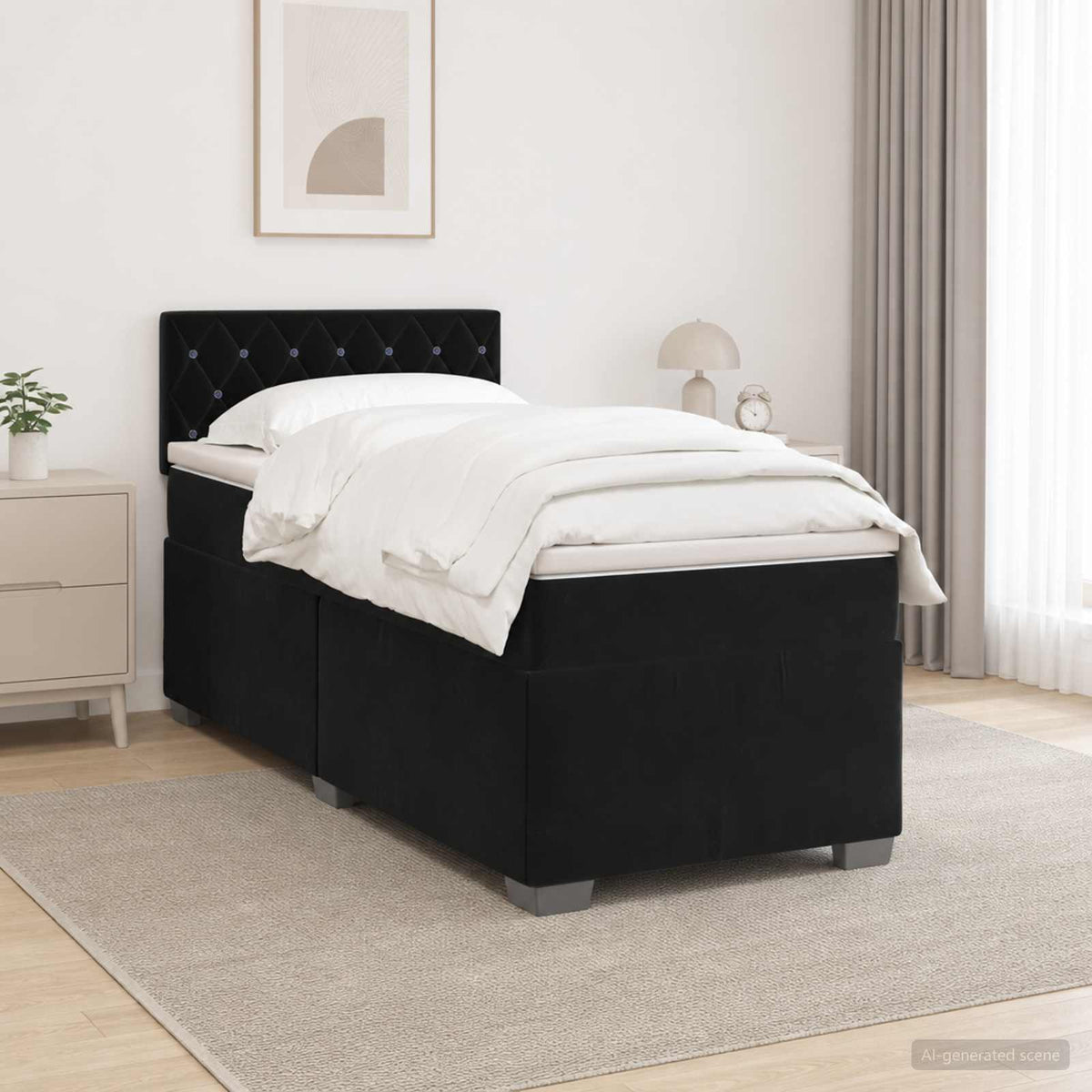 Krevet s box springom, madracem i LED-om Crna 90 x 200 cm