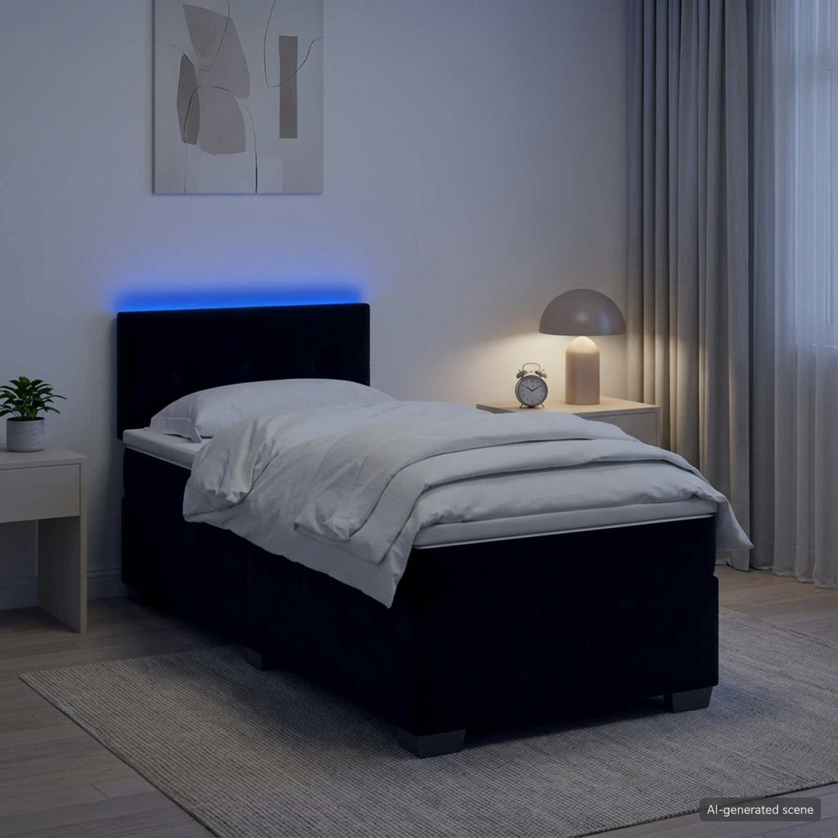 Krevet s box springom, madracem i LED-om Crna 90 x 190 cm