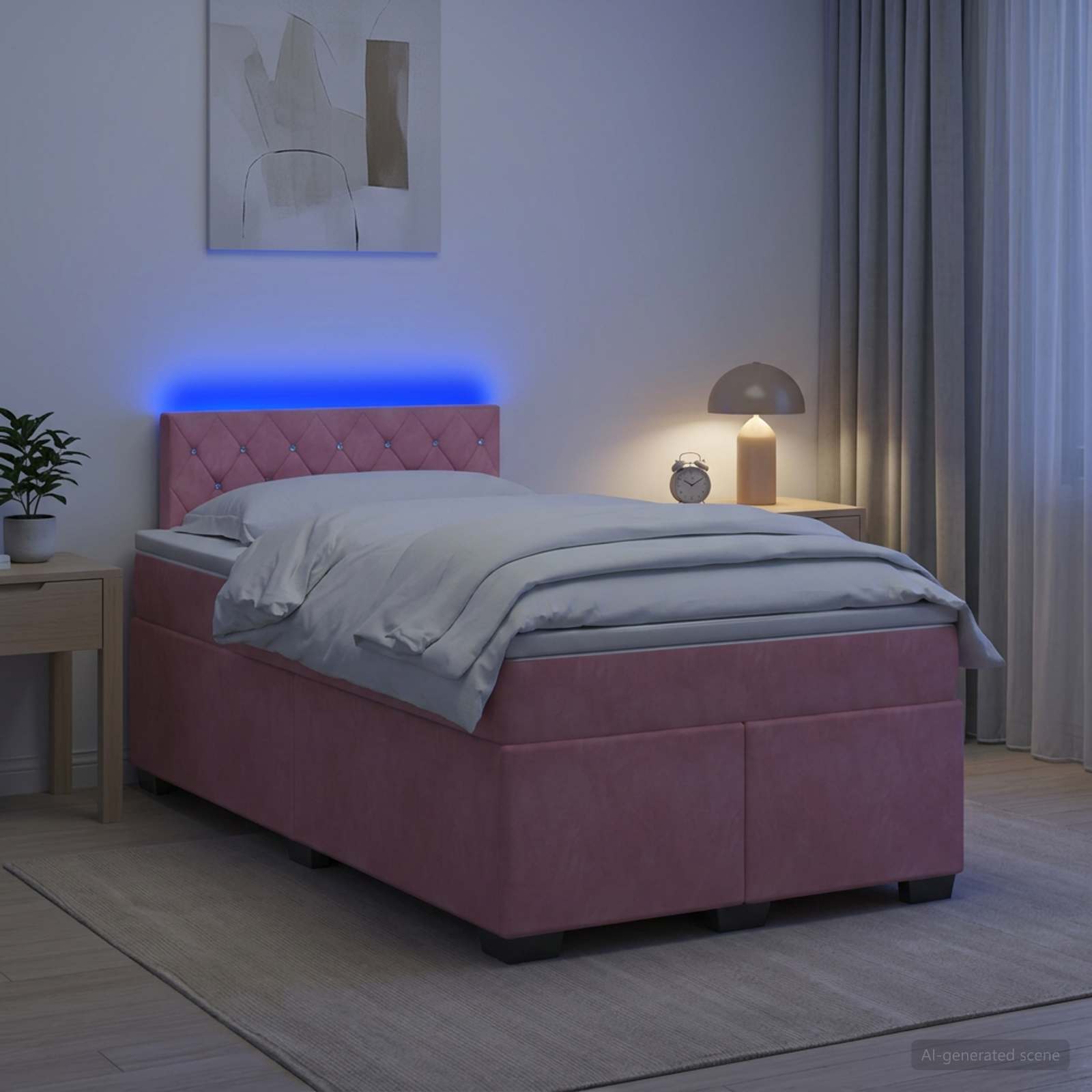Krevet s box springom, madracem i LED-om Ružičasta 120 x 190 cm