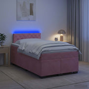 Krevet s box springom, madracem i LED-om Ružičasta 120 x 190 cm