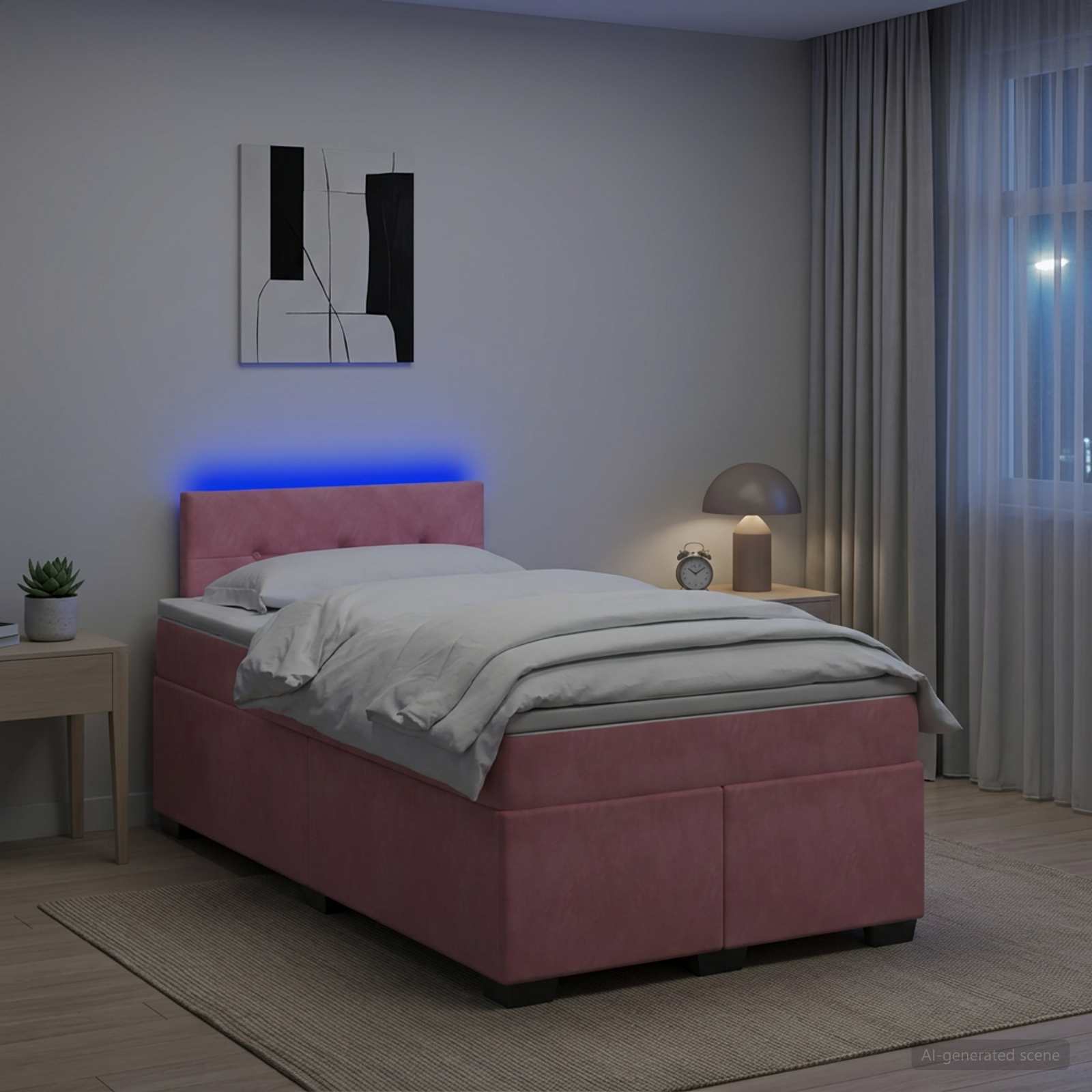 Krevet s box springom, madracem i LED-om Ružičasta 120 x 200 cm