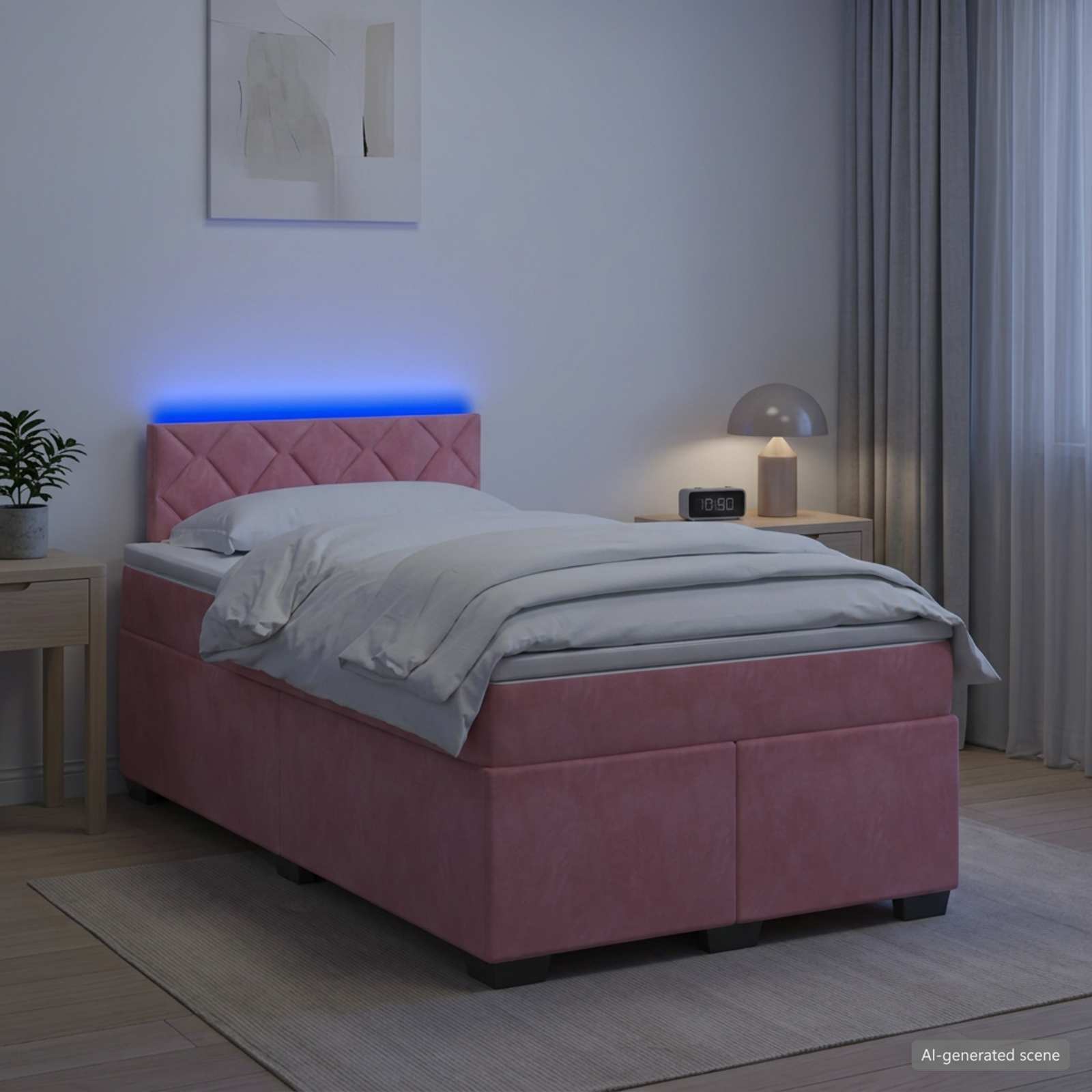 Krevet s box springom, madracem i LED-om Ružičasta 120 x 190 cm