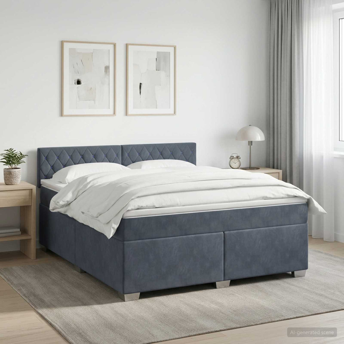Krevet s box springom, madracem i LED-om Tamnosiva 180 x 200 cm