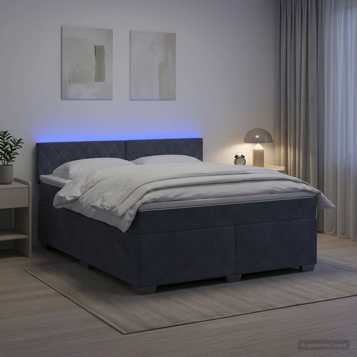 Krevet s box springom, madracem i LED-om Tamnosiva 180 x 200 cm