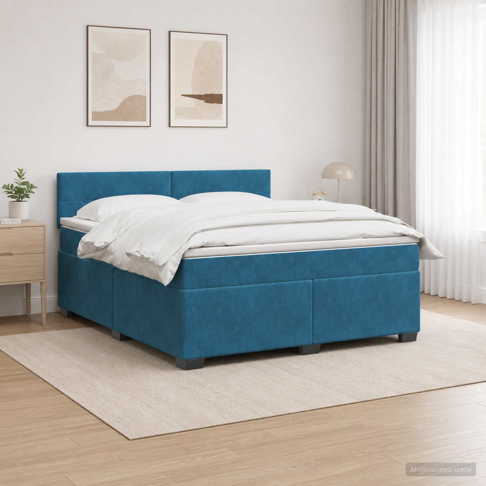 Krevet s box springom, madracem i LED-om Plava 180 x 200 cm