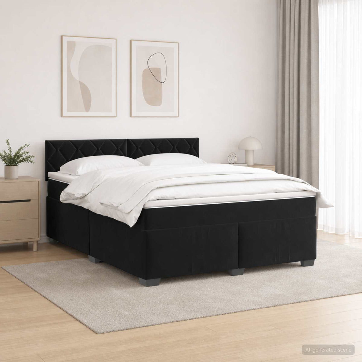 Krevet s box springom, madracem i LED-om Crna 140 x 190 cm