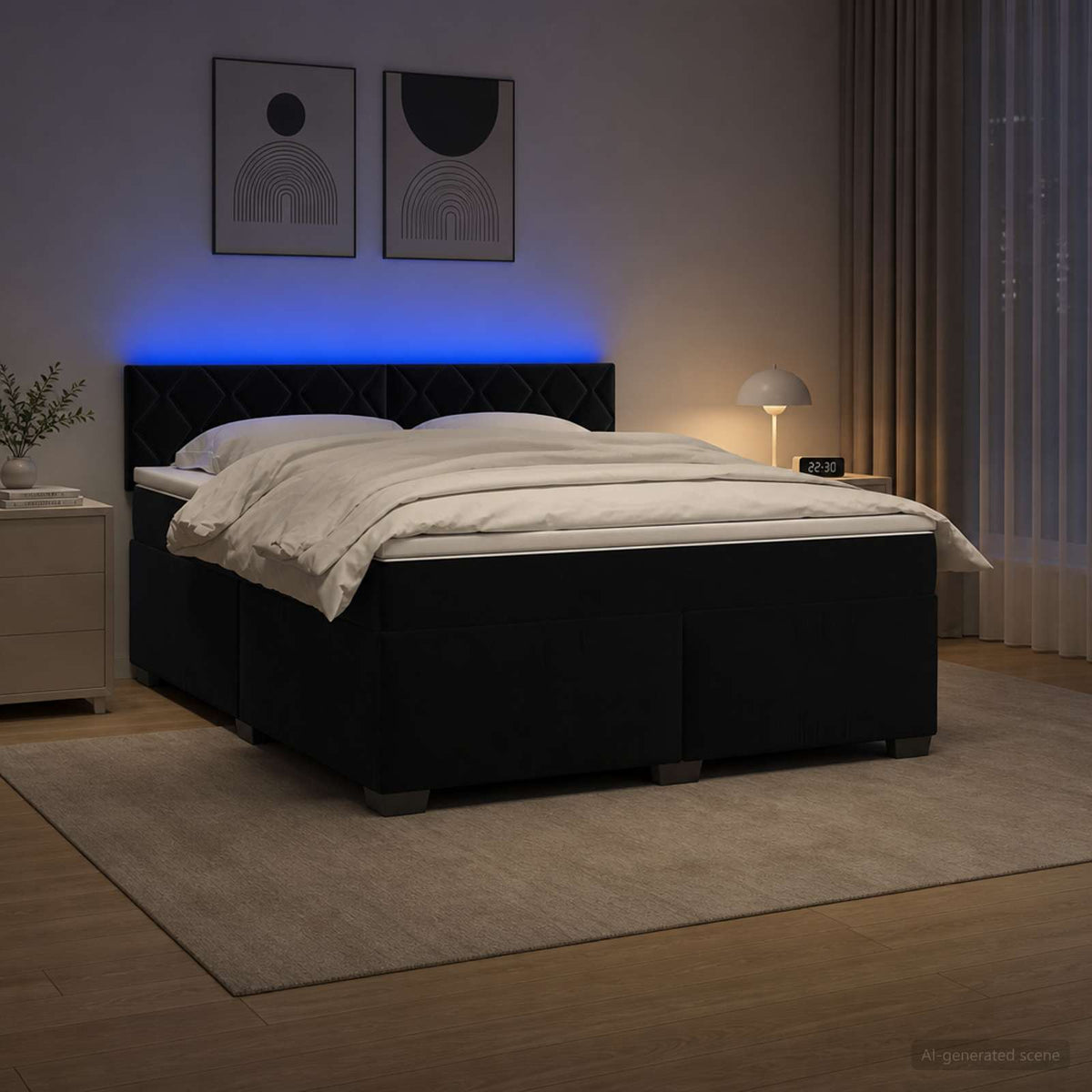 Krevet s box springom, madracem i LED-om Crna 140 x 190 cm