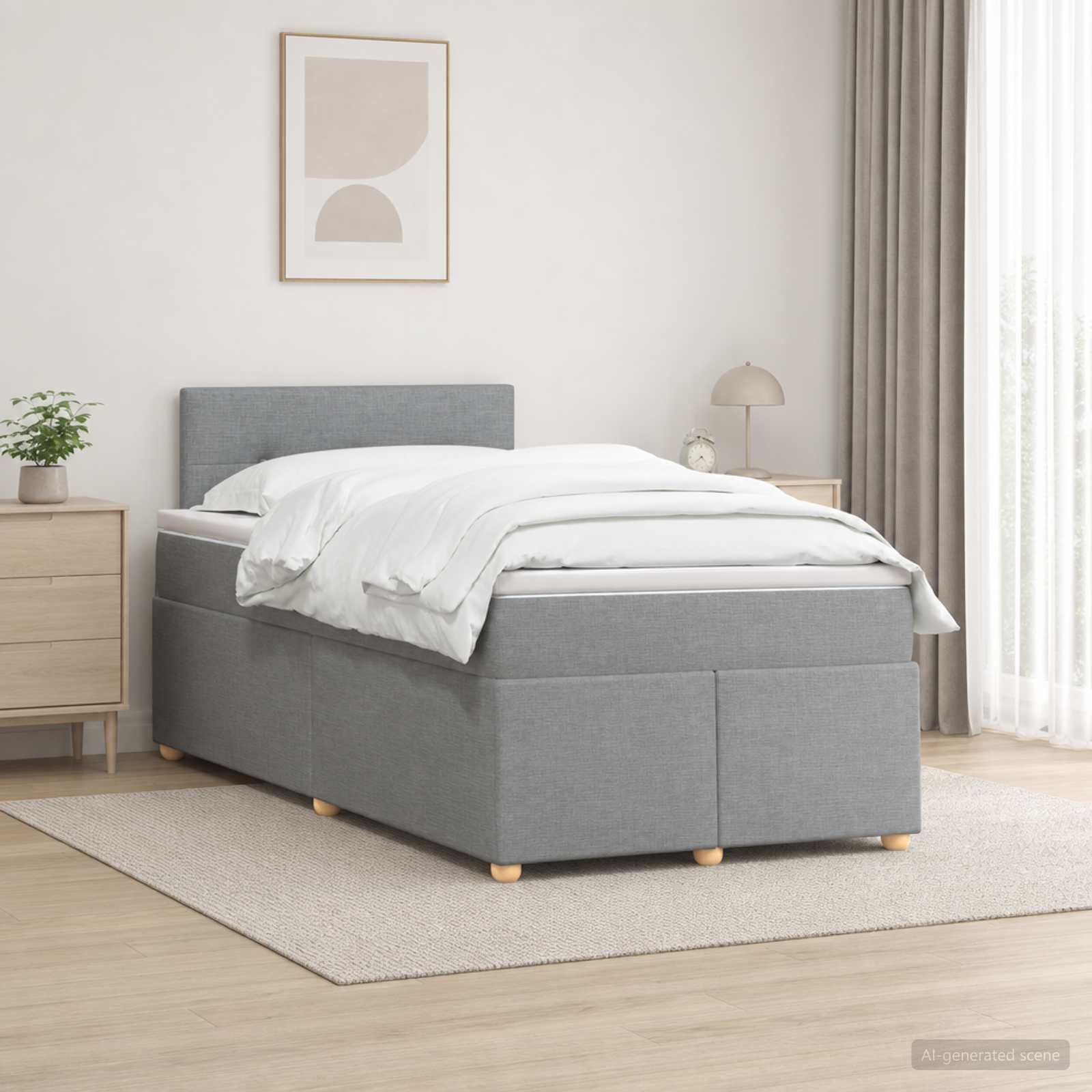 Boxspring krevet s madracem Svjetlosiva 120 x 190 cm Tkanina