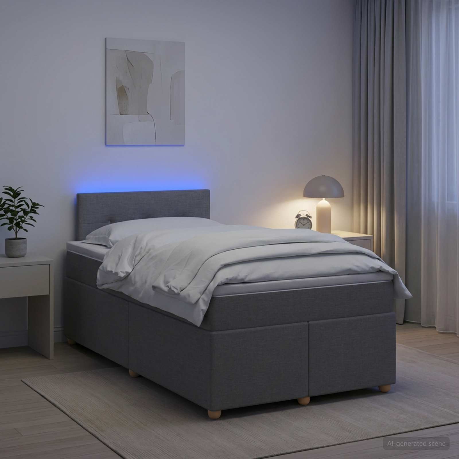 Boxspring krevet s madracem Svjetlosiva 120 x 190 cm Tkanina