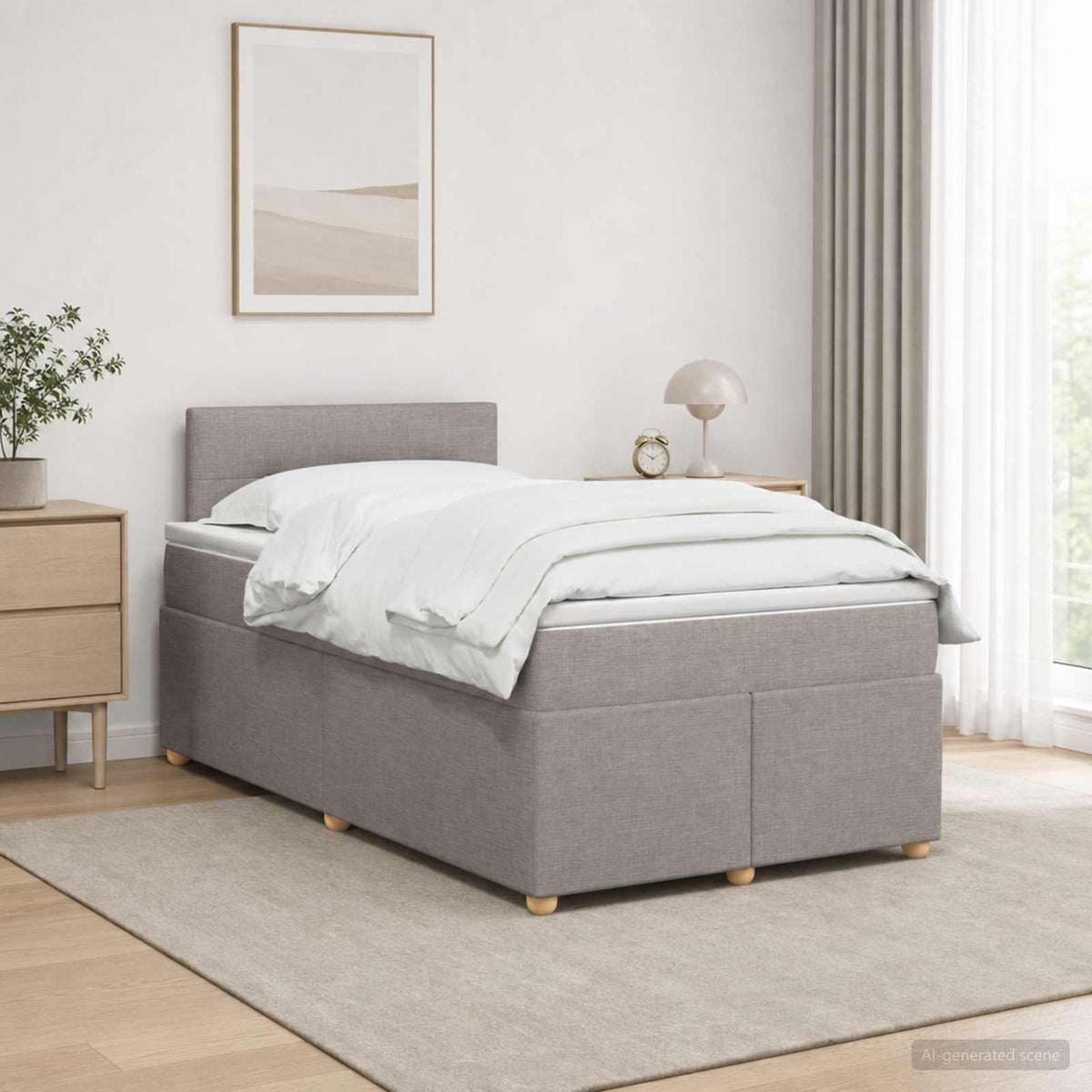Boxspring krevet s madracem Sivosmeđa 120 x 190 cm Tkanina