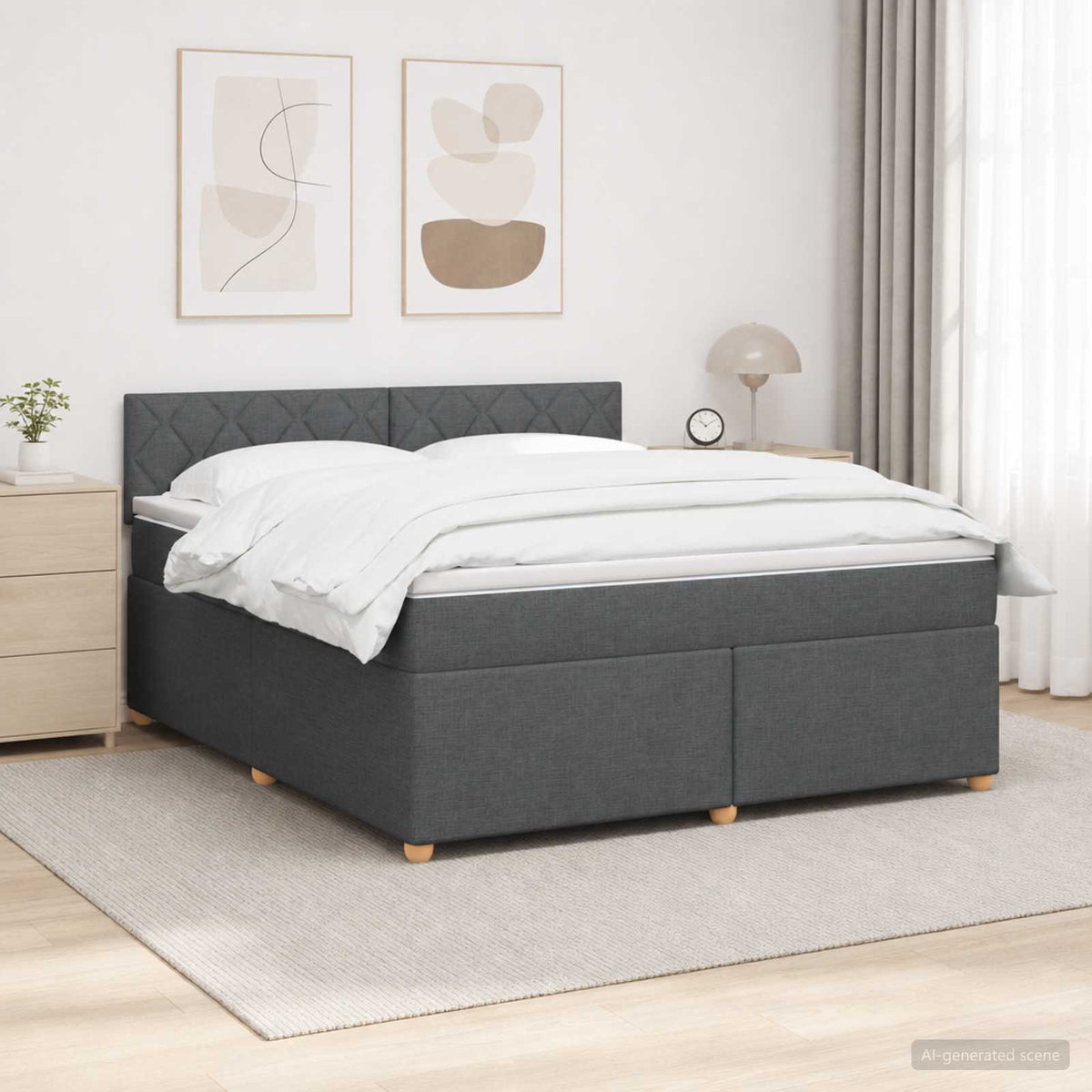 Boxspring krevet s madracem Tamnosiva 160 x 200 cm Tkanina