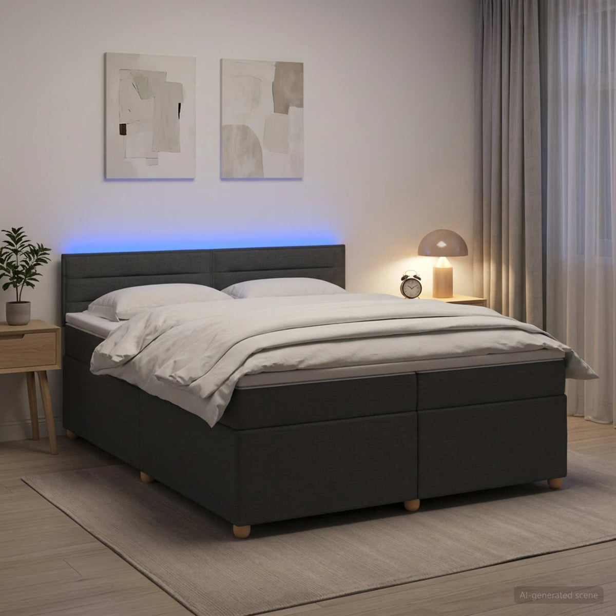 Boxspring krevet s madracem Tamnosiva 200 x 200 cm Tkanina