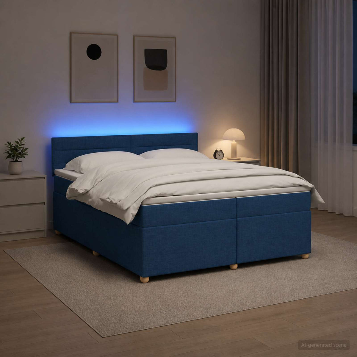 Boxspring krevet s madracem Plava 200 x 200 cm Tkanina
