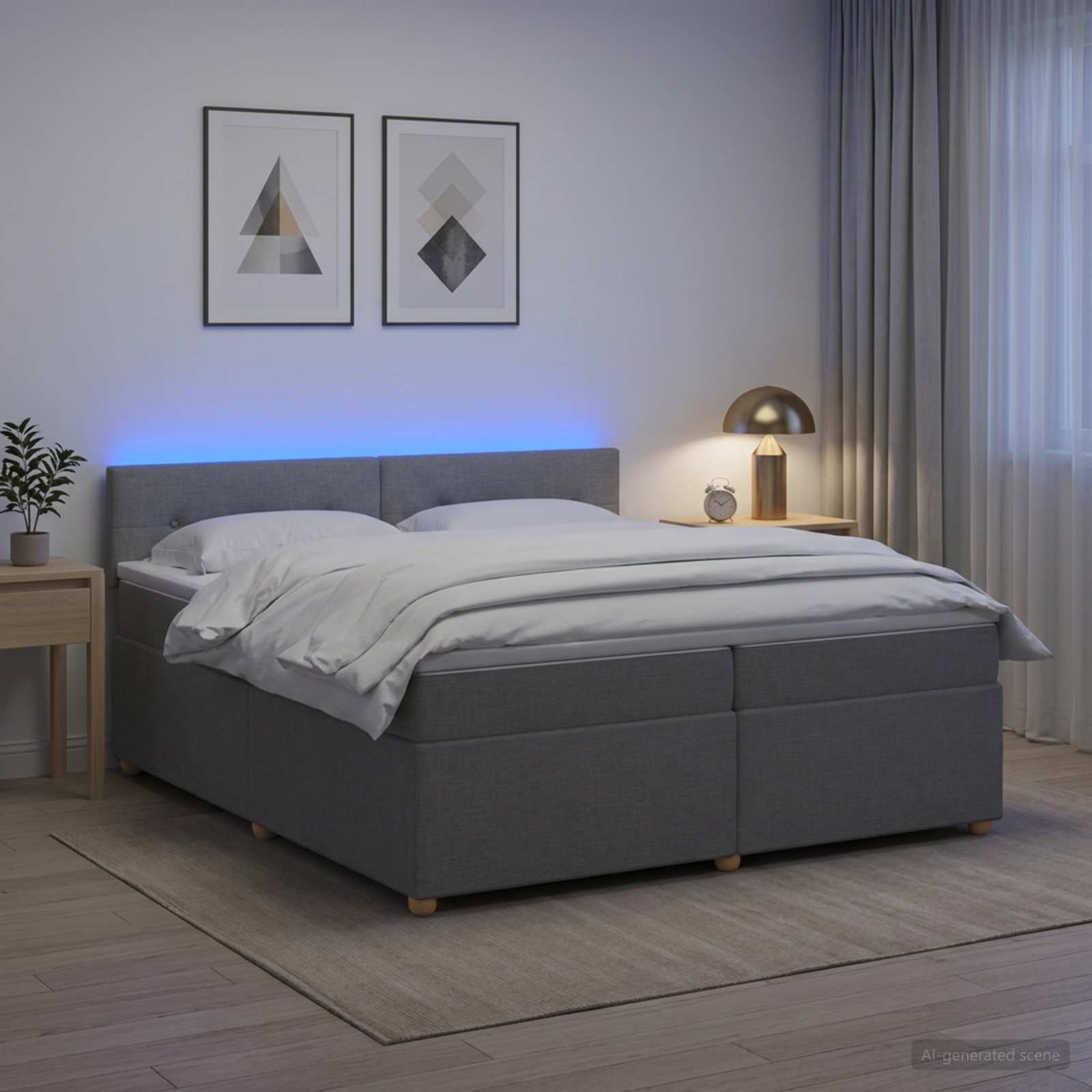 Boxspring krevet s madracem Svjetlosiva 200 x 200 cm Tkanina