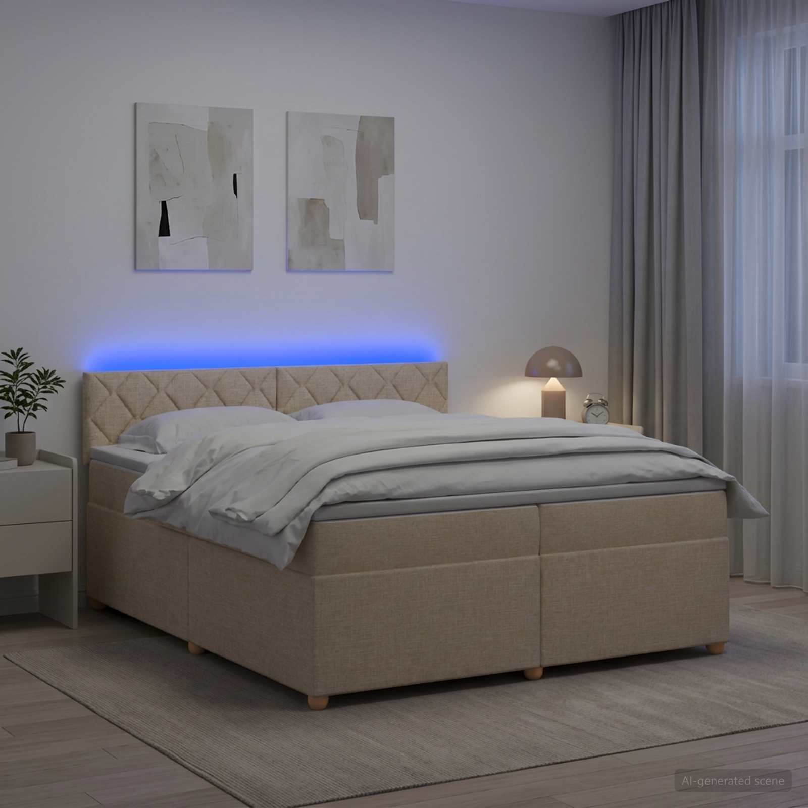 Boxspring krevet s madracem Krem 200 x 200 cm Tkanina