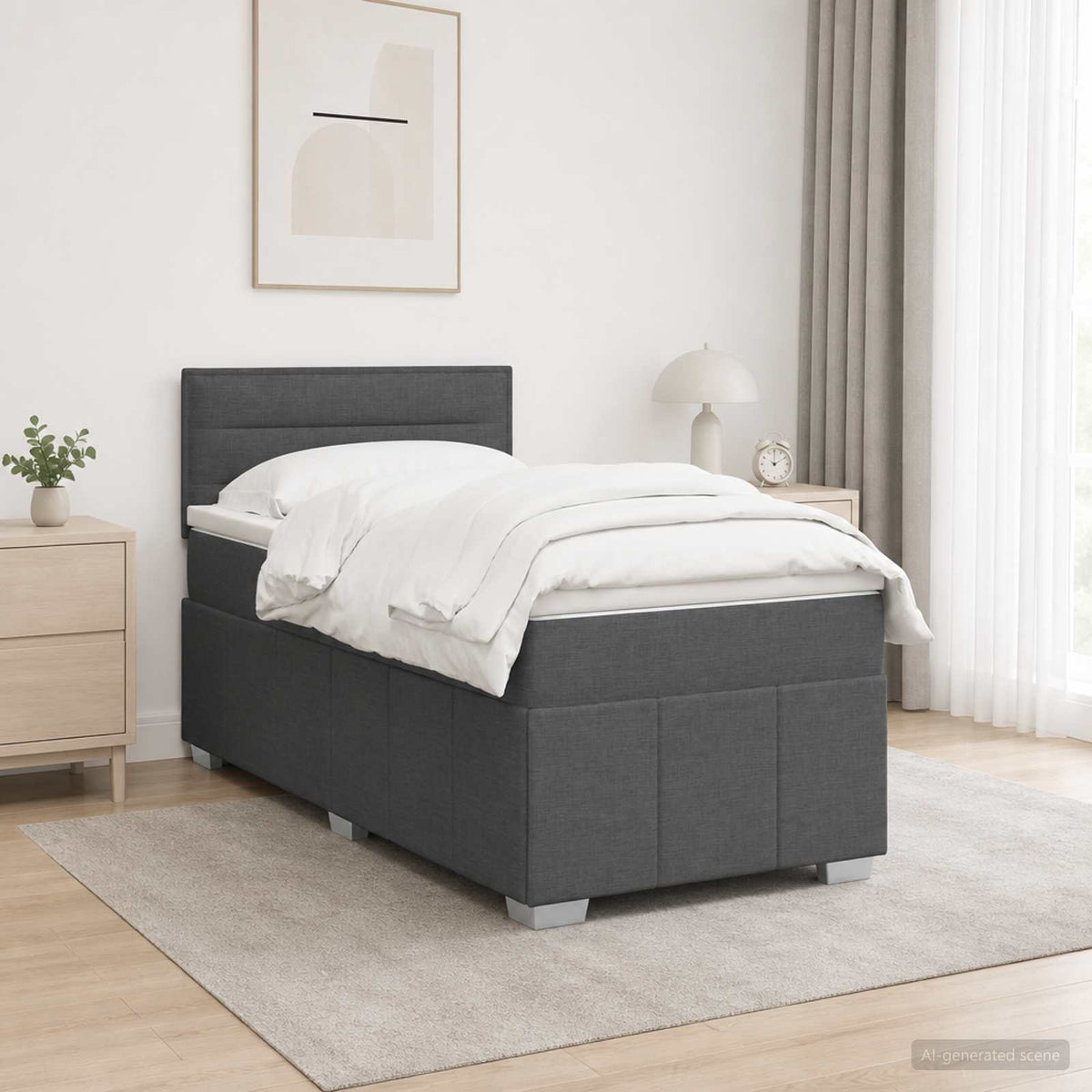Krevet s box springom, madracem i LED-om Tamnosiva 90 x 190 cm