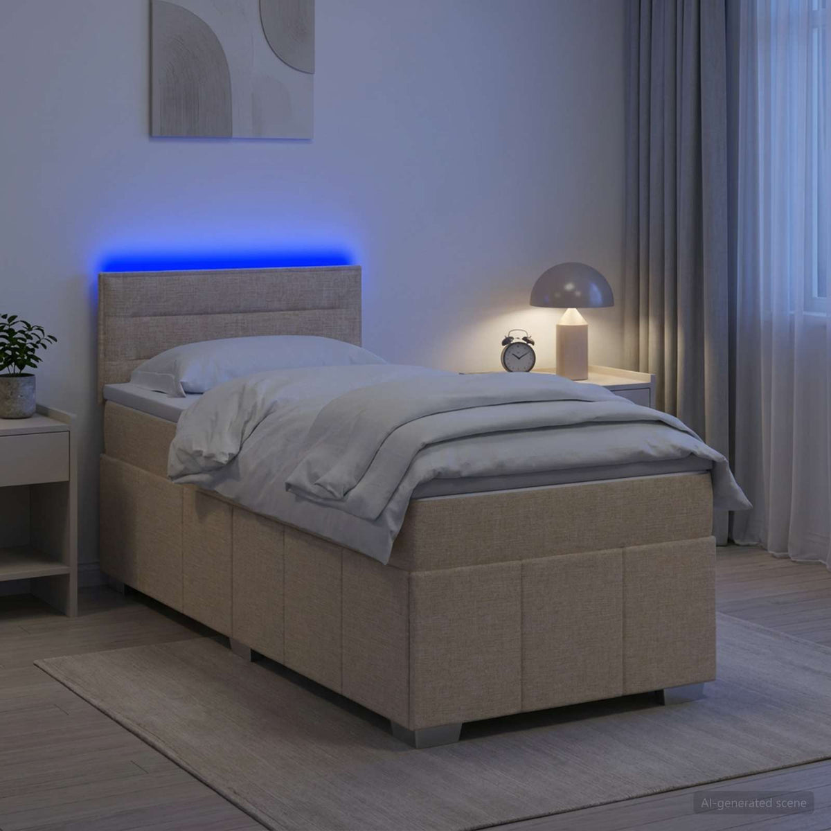 Boxspring krevet s madracem Krem 100 x 200 cm Tkanina