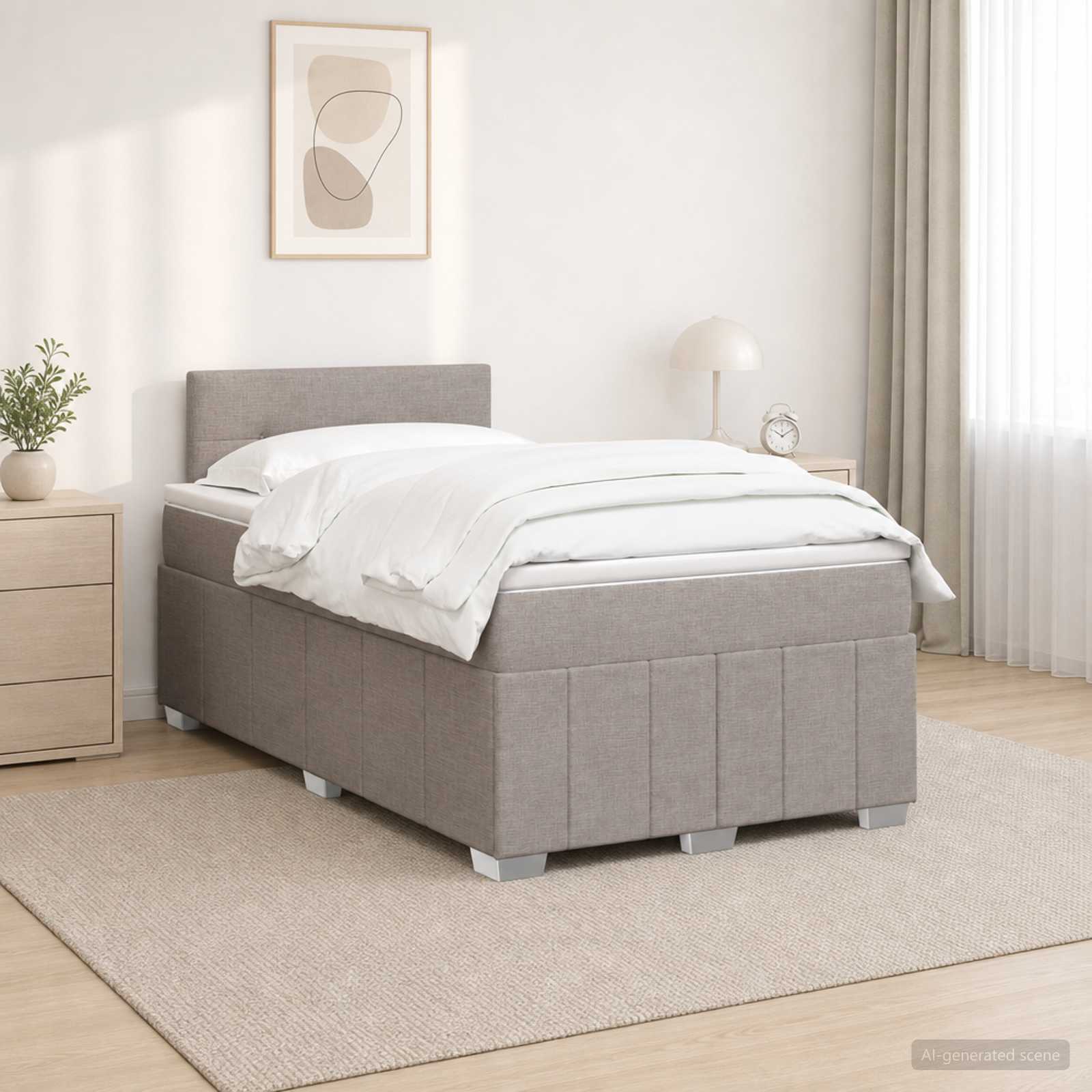 Boxspring krevet s madracem Sivosmeđa 120 x 190 cm Tkanina