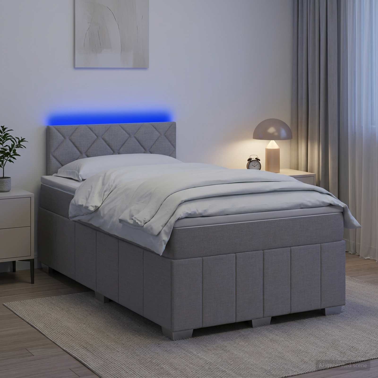 Boxspring krevet s madracem Svjetlosiva 120 x 190 cm Tkanina