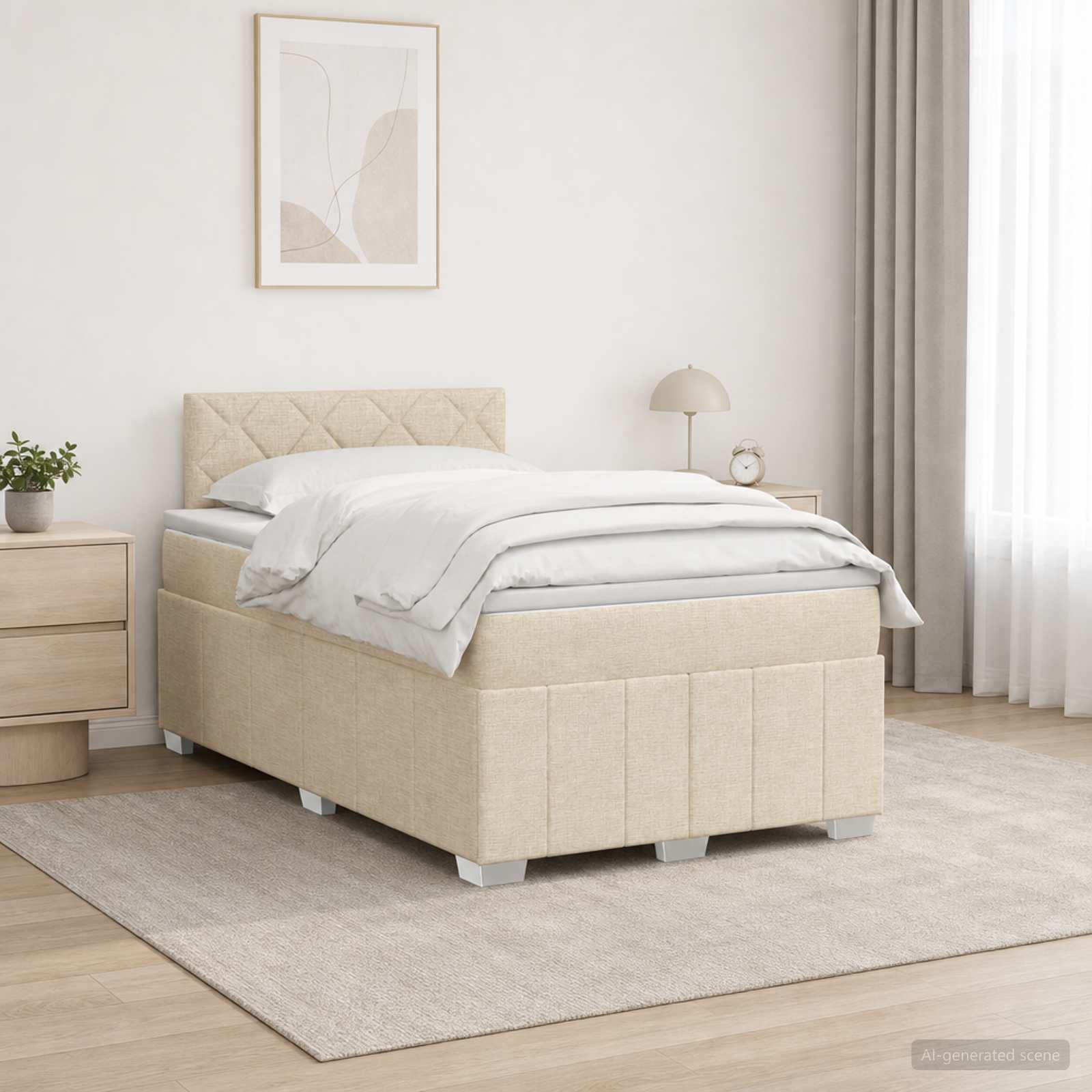 Boxspring krevet s madracem Krem 120 x 190 cm Tkanina