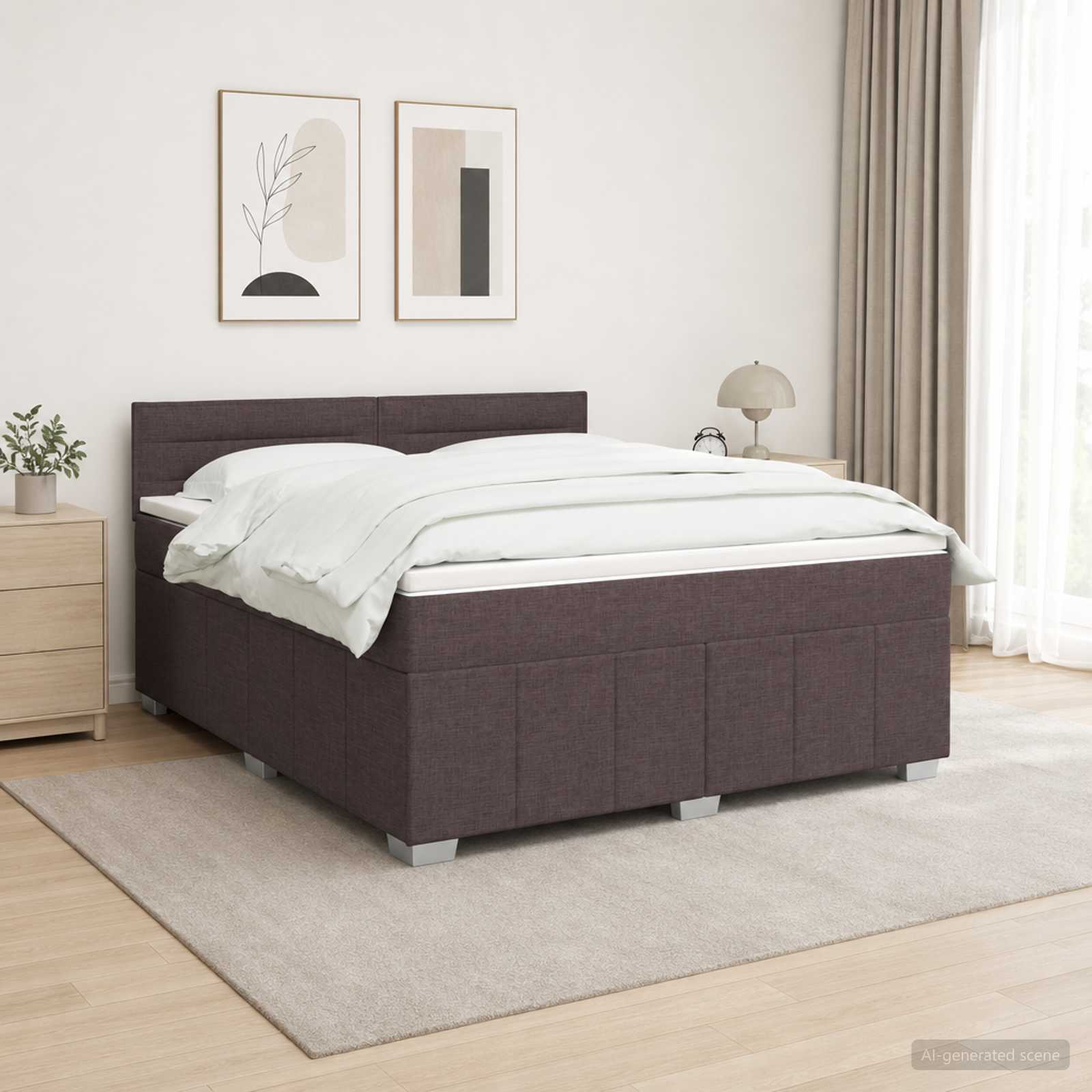 Boxspring krevet s madracem Tamno smeđa 140 x 200 cm Tkanina