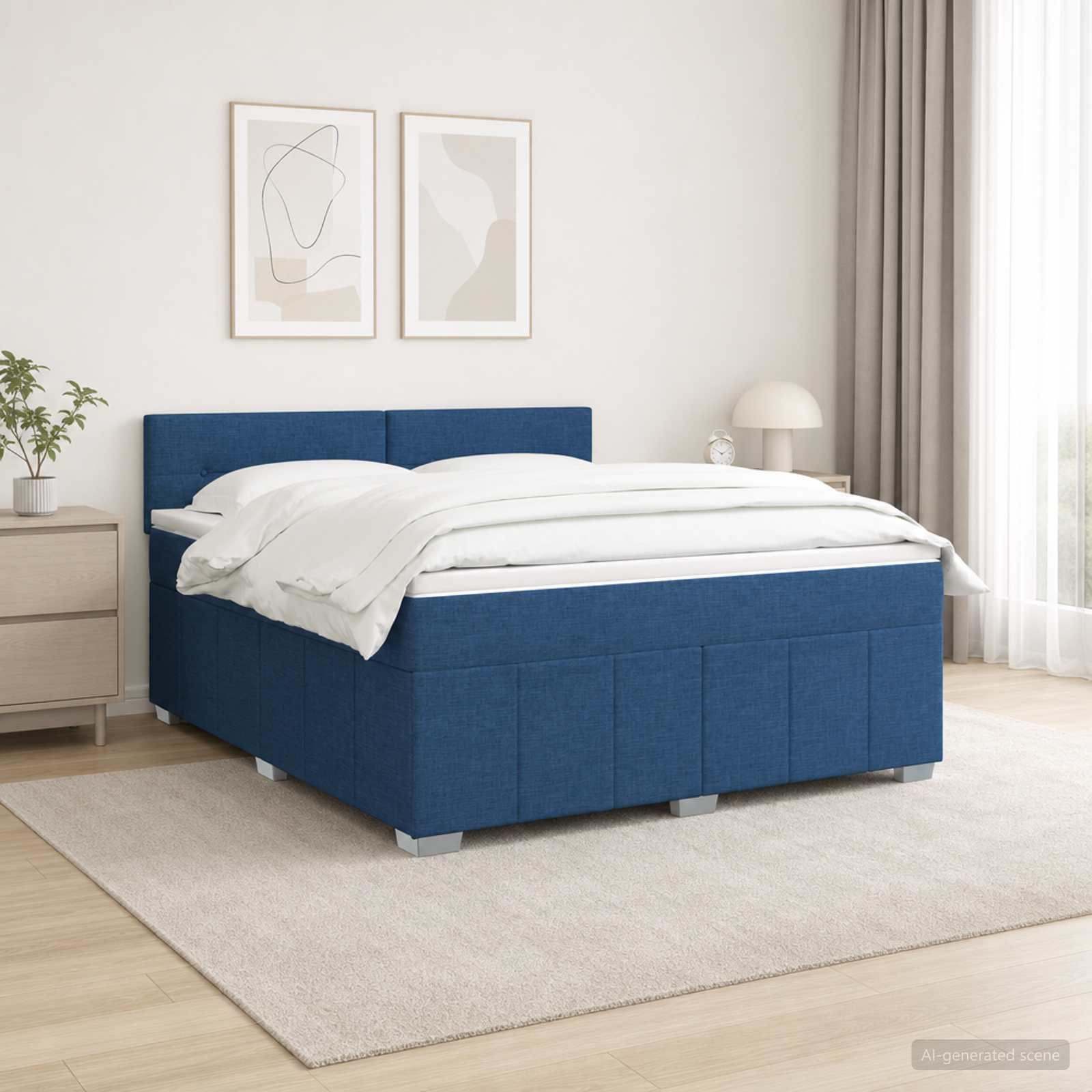 Boxspring krevet s madracem Plava 140 x 200 cm Tkanina