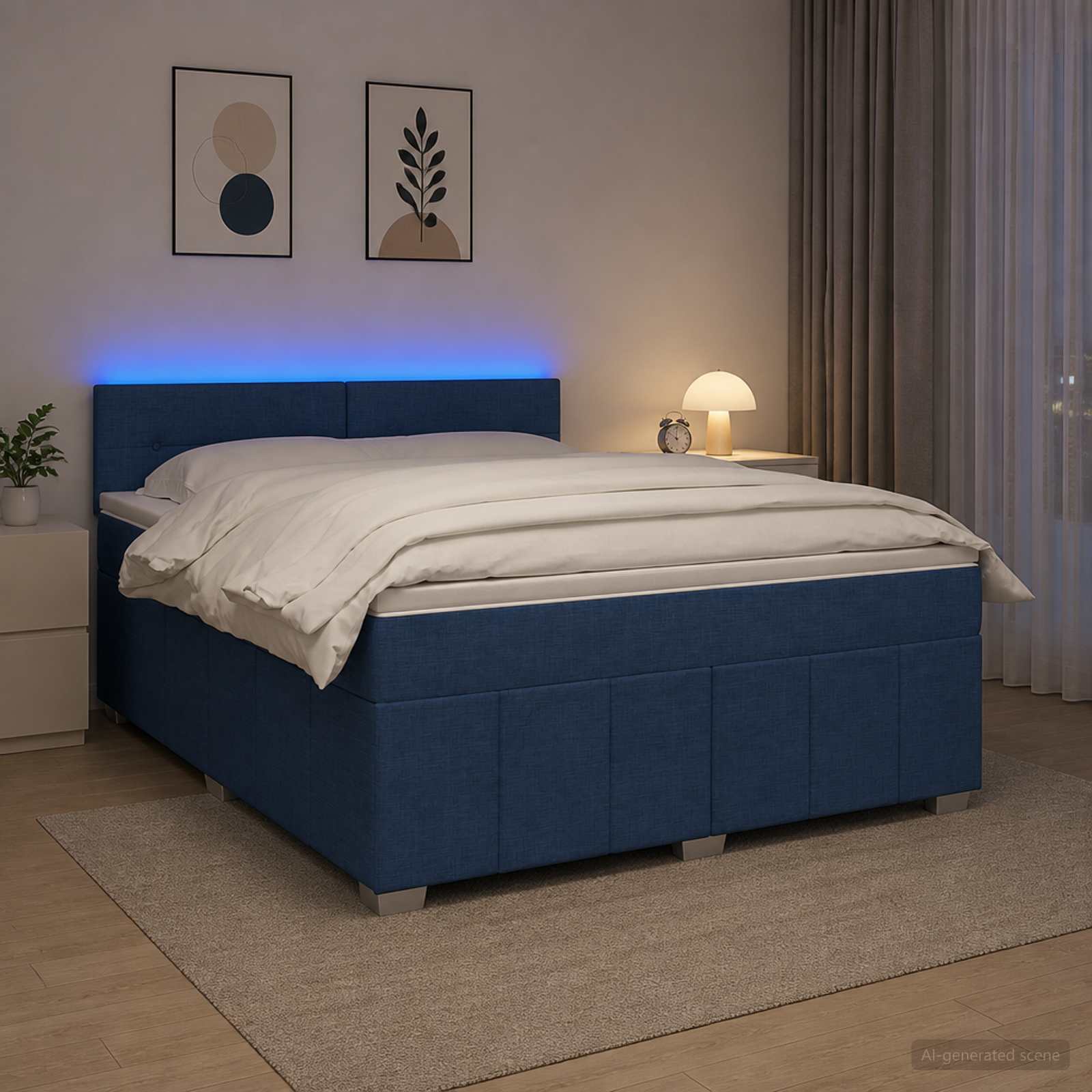 Boxspring krevet s madracem Plava 140 x 200 cm Tkanina