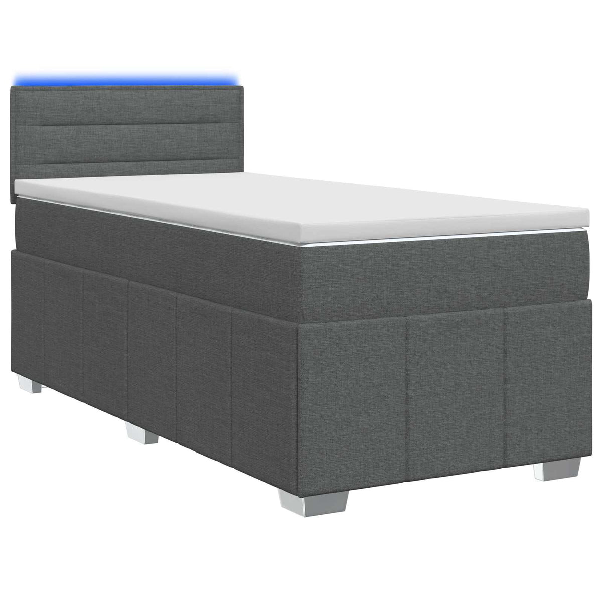 Krevet s box springom, madracem i LED-om Tamnosiva 90 x 190 cm
