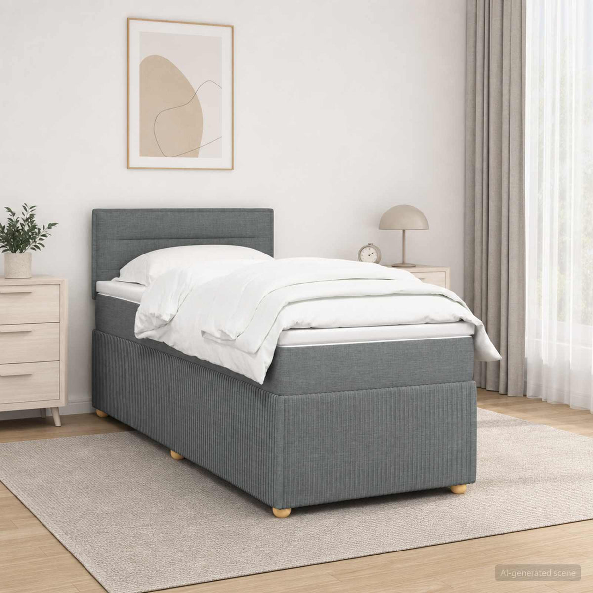 Boxspring krevet s madracem Tamnosiva 80 x 200 cm Tkanina