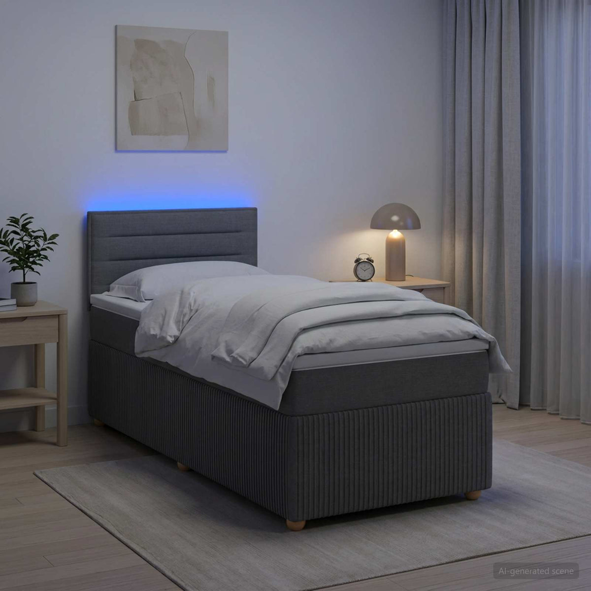 Boxspring krevet s madracem Tamnosiva 80 x 200 cm Tkanina