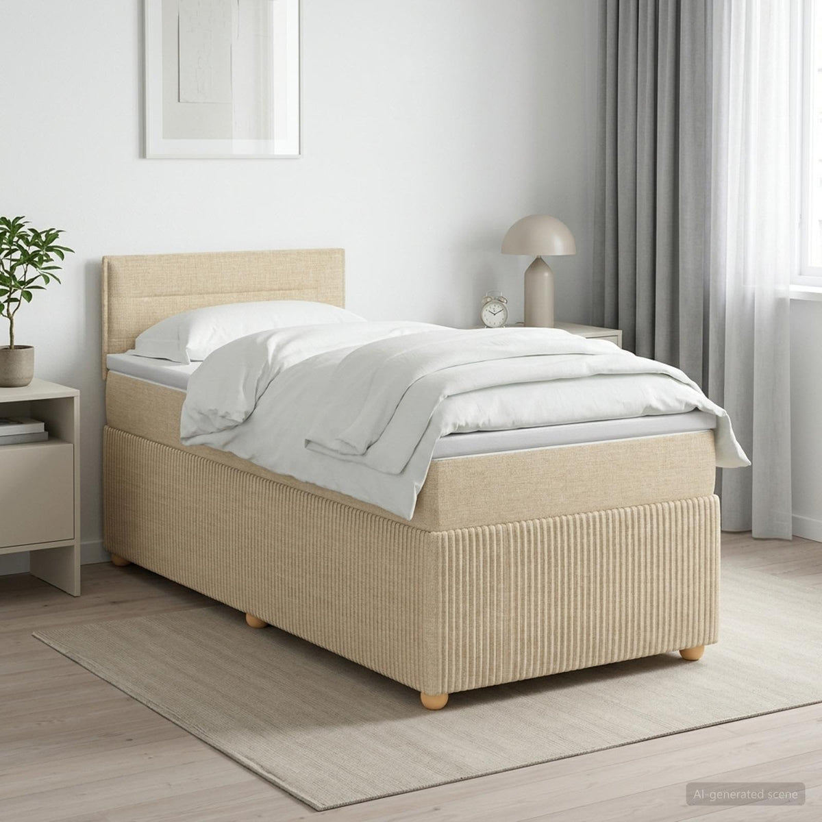 Boxspring krevet s madracem Krem 100 x 200 cm Tkanina