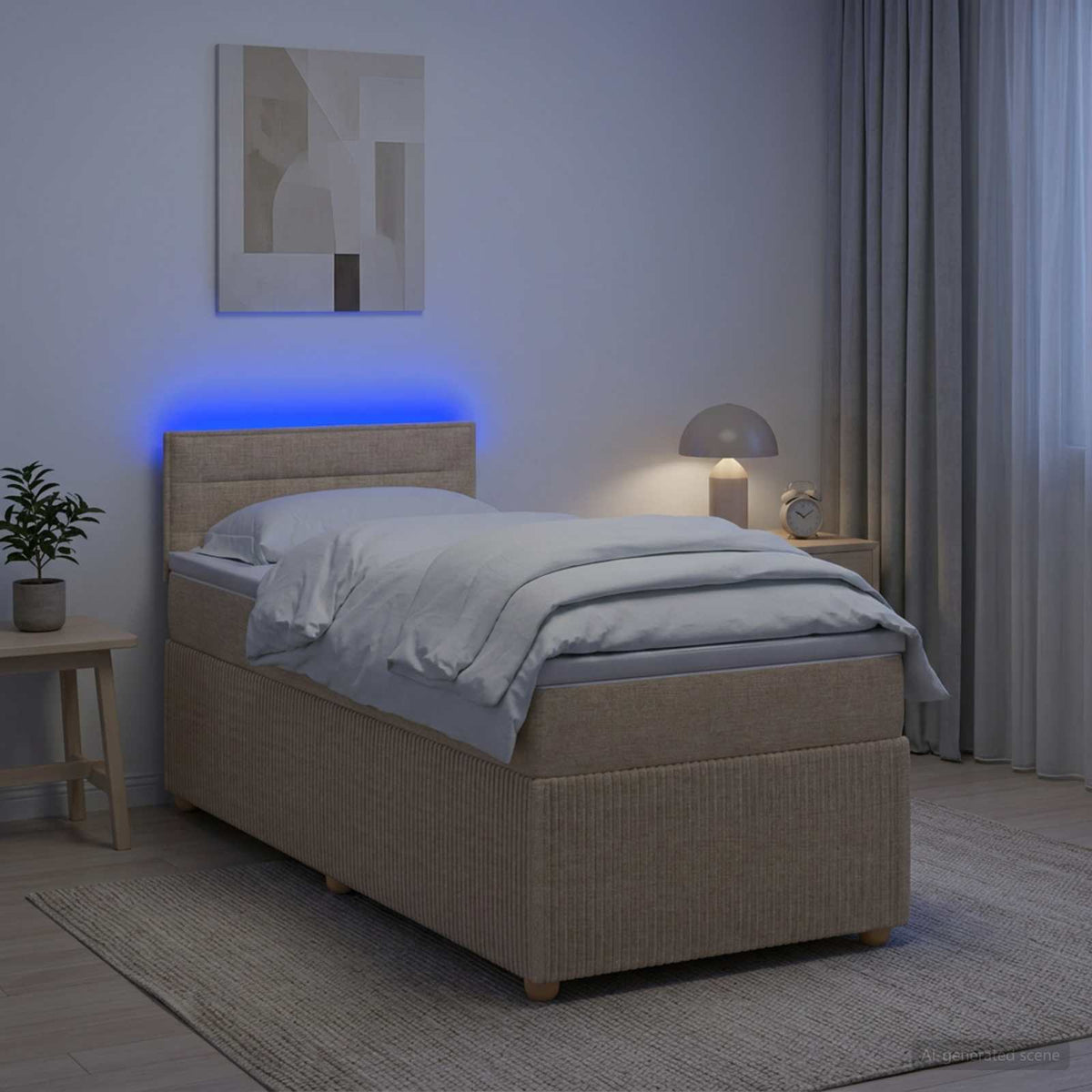 Boxspring krevet s madracem Krem 100 x 200 cm Tkanina
