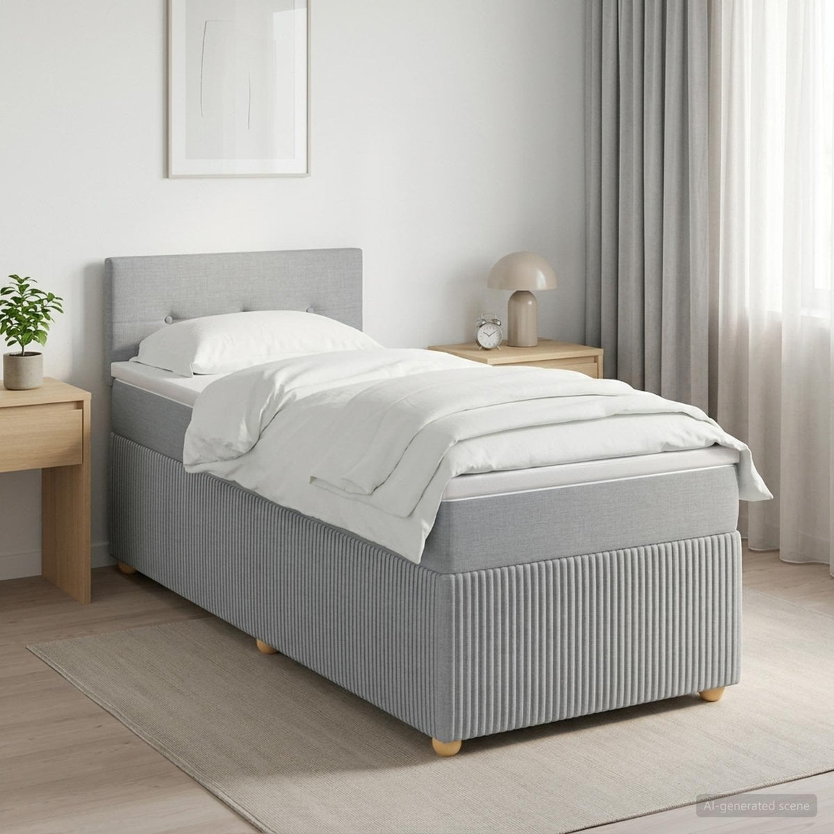 Boxspring krevet s madracem Svjetlosiva 90 x 190 cm Tkanina 90 x 190 x 100.5 cm