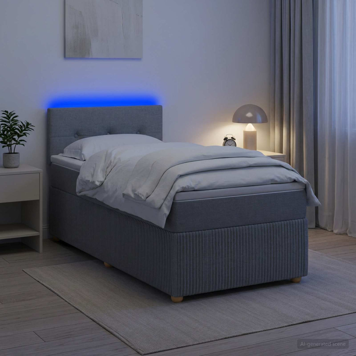 Boxspring krevet s madracem Svjetlosiva 90 x 190 cm Tkanina 90 x 190 x 100.5 cm