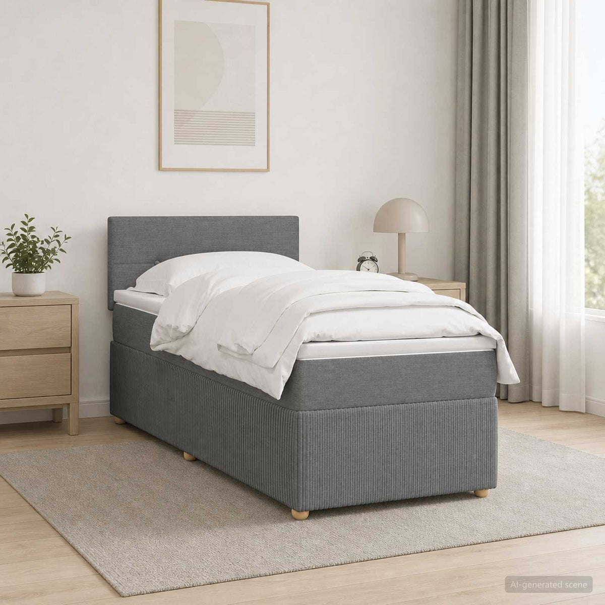 Boxspring krevet s madracem Tamnosiva 90 x 190 cm Tkanina
