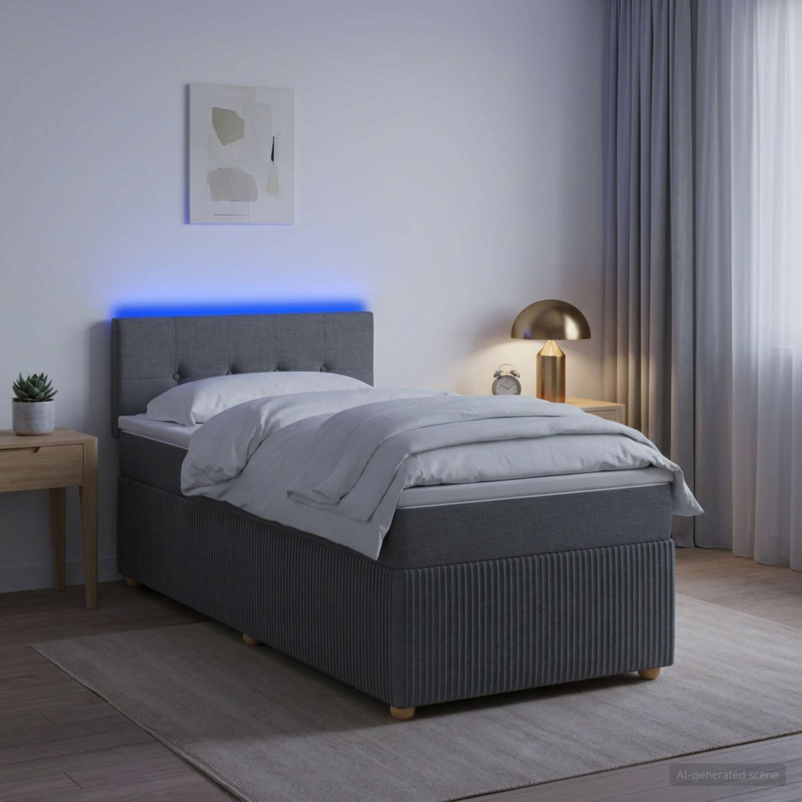 Boxspring krevet s madracem Tamnosiva 90 x 190 cm Tkanina