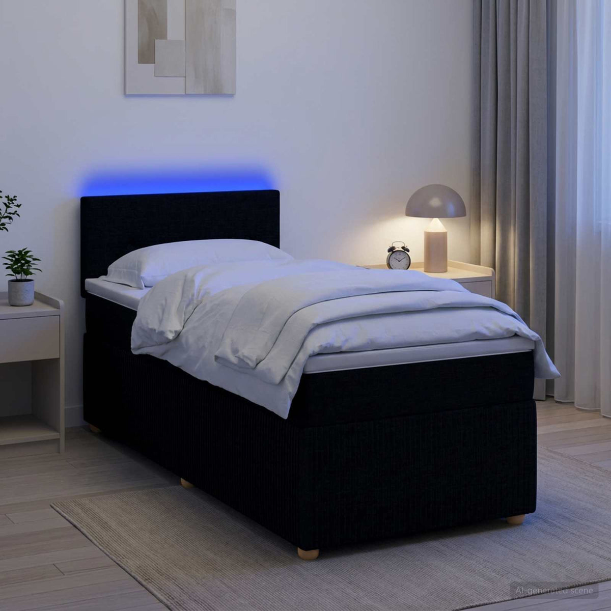 Boxspring krevet s madracem Crna 100 x 200 cm Tkanina