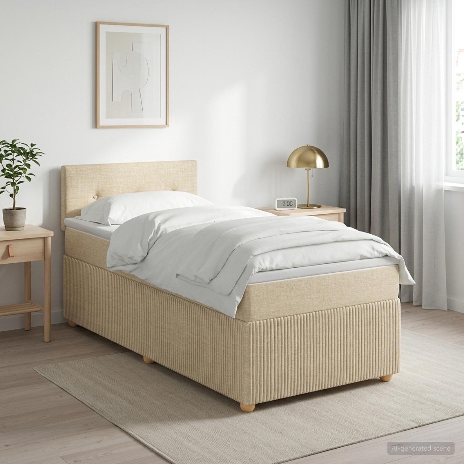 Boxspring krevet s madracem Krem 100 x 200 cm Tkanina