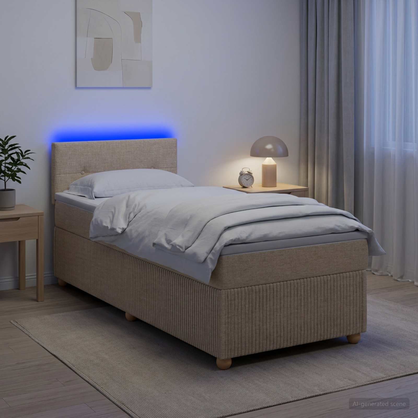 Boxspring krevet s madracem Krem 100 x 200 cm Tkanina
