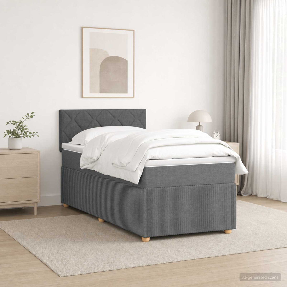 Boxspring krevet s madracem Tamnosiva 90 x 200 cm Tkanina