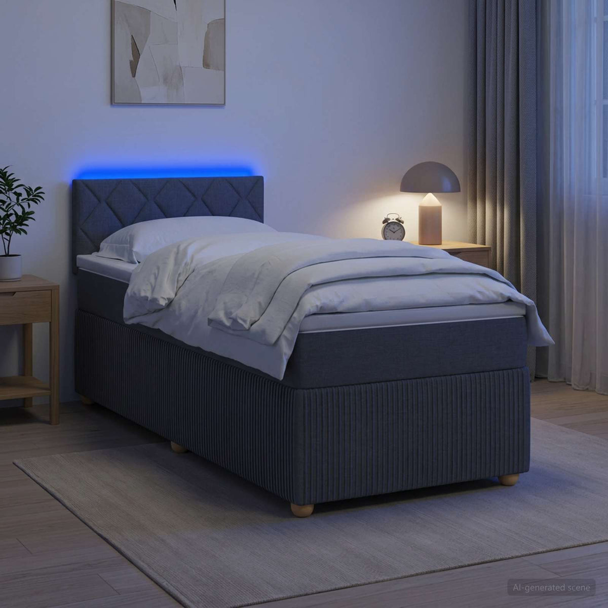 Boxspring krevet s madracem Tamnosiva 100 x 200 cm Tkanina