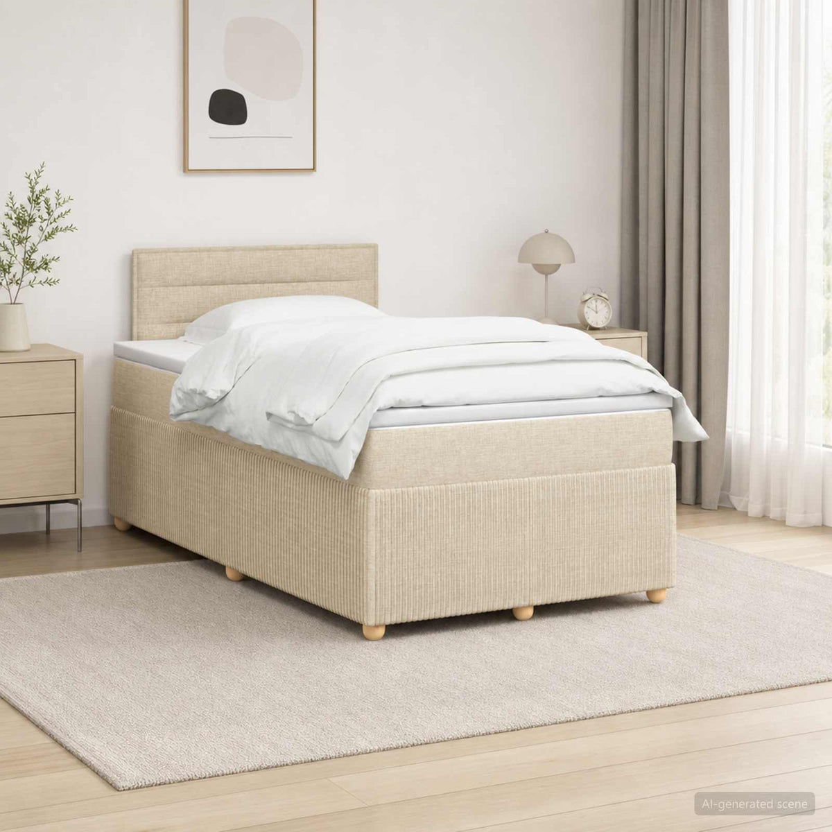 Boxspring krevet s madracem Krem 120 x 200 cm Tkanina
