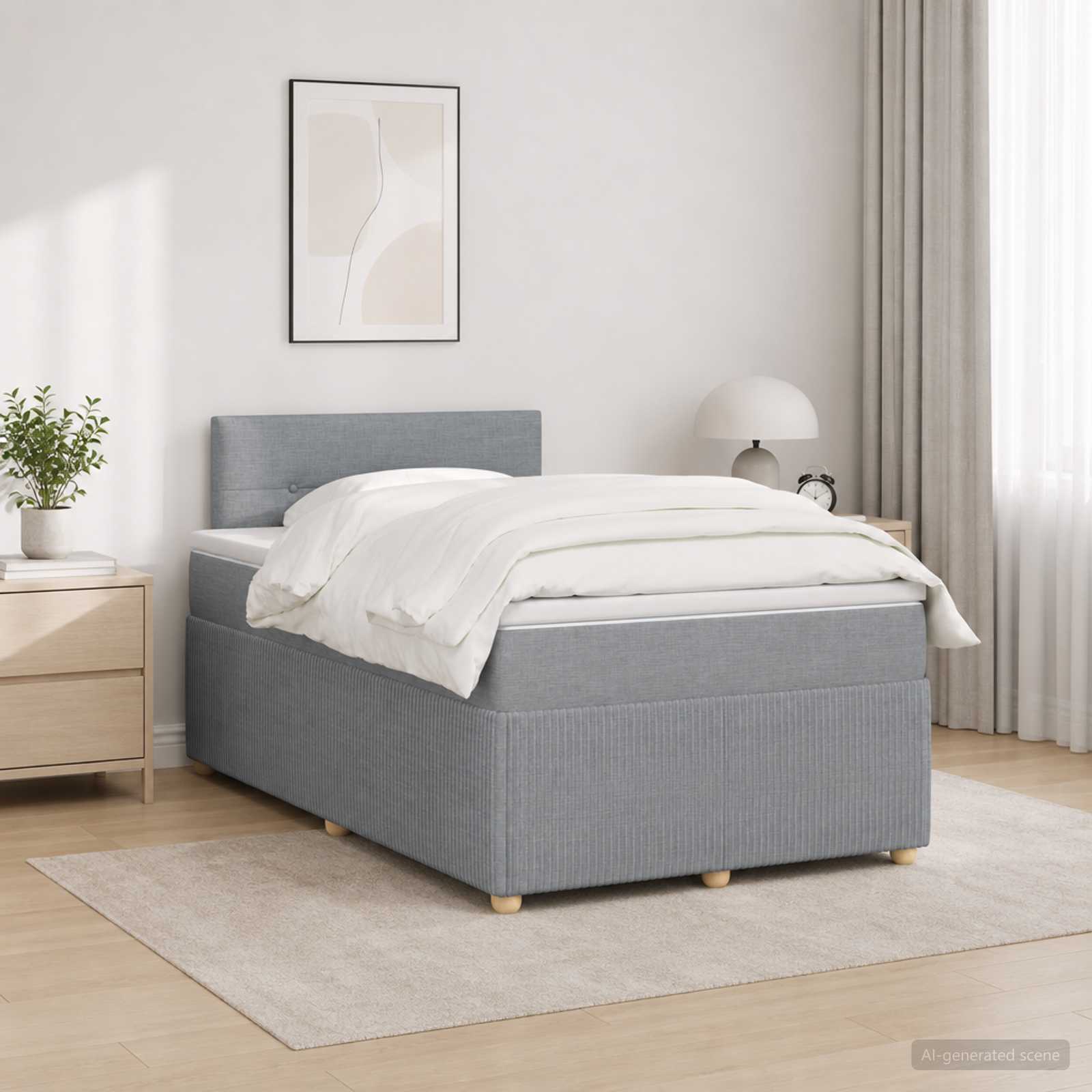 Boxspring krevet s madracem Svjetlosiva 120 x 190 cm Tkanina
