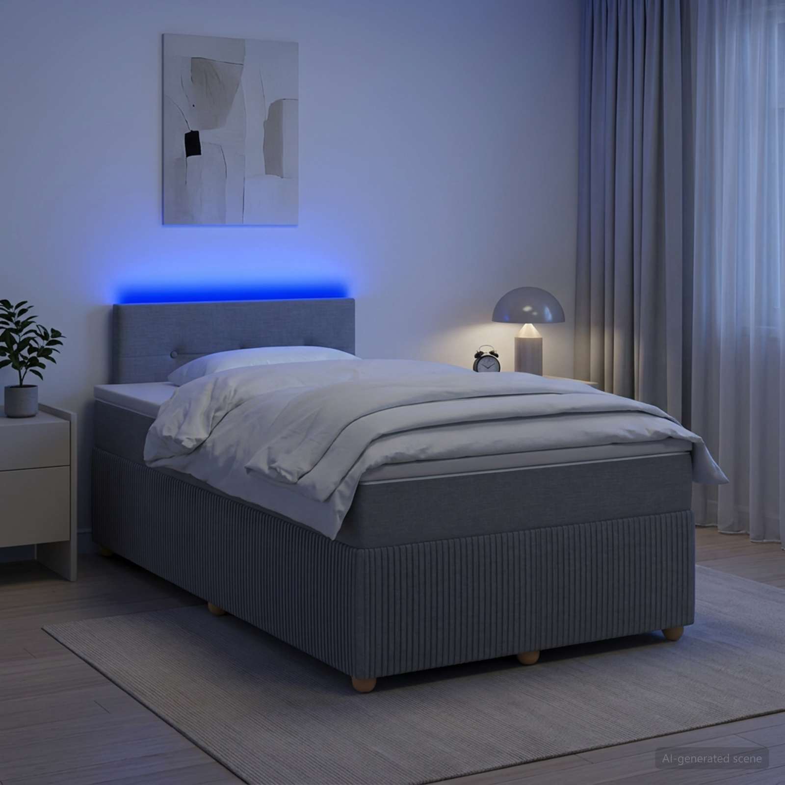 Boxspring krevet s madracem Svjetlosiva 120 x 190 cm Tkanina