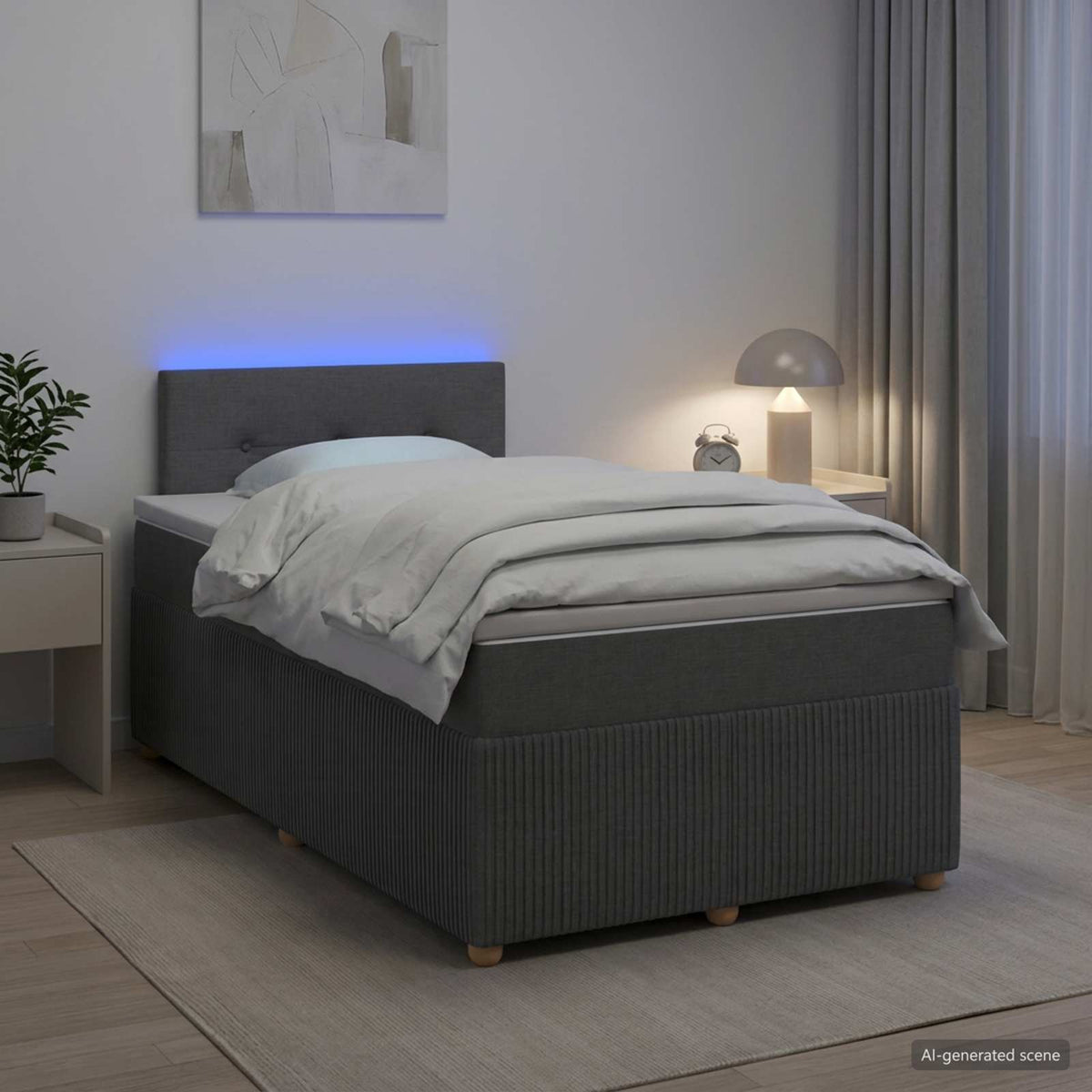 Boxspring krevet s madracem Tamnosiva 120 x 200 cm Tkanina