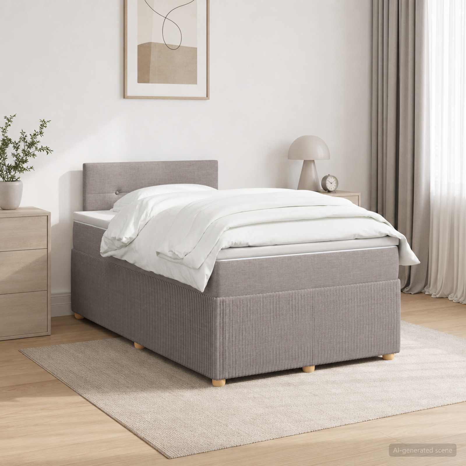 Boxspring krevet s madracem Sivosmeđa 120 x 190 cm Tkanina