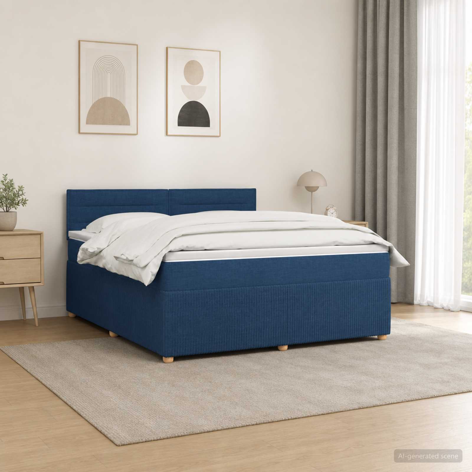 Boxspring krevet s madracem Plava 140 x 200 cm Tkanina