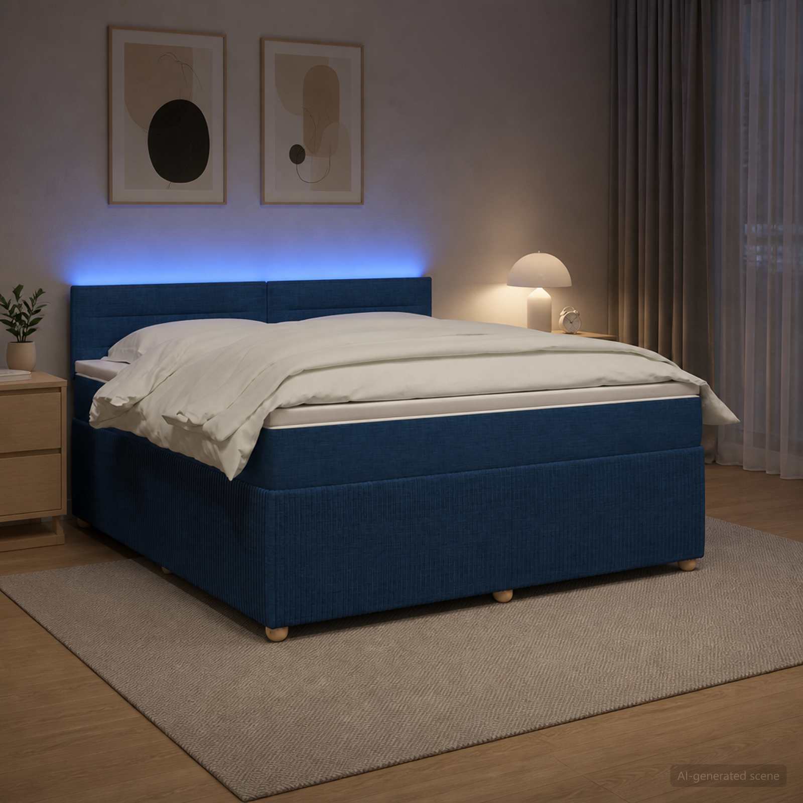 Boxspring krevet s madracem Plava 140 x 200 cm Tkanina