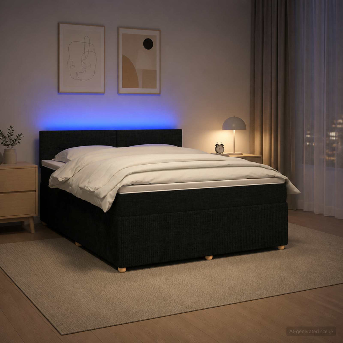 Boxspring krevet s madracem Crna 180 x 200 cm Tkanina
