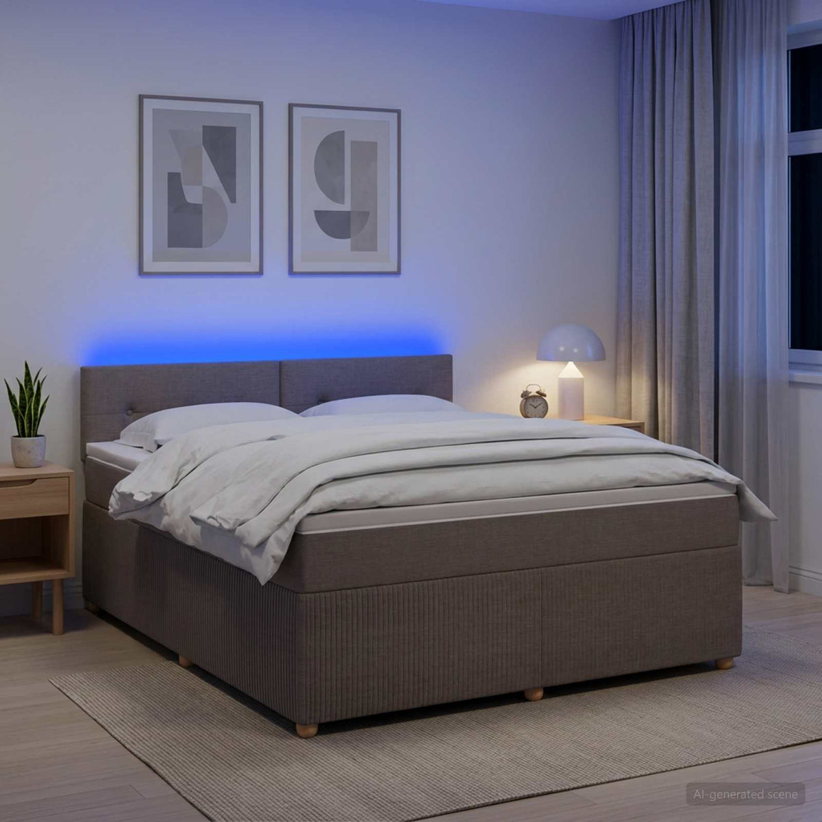 Boxspring krevet s madracem Sivosmeđa 160 x 200 cm Tkanina